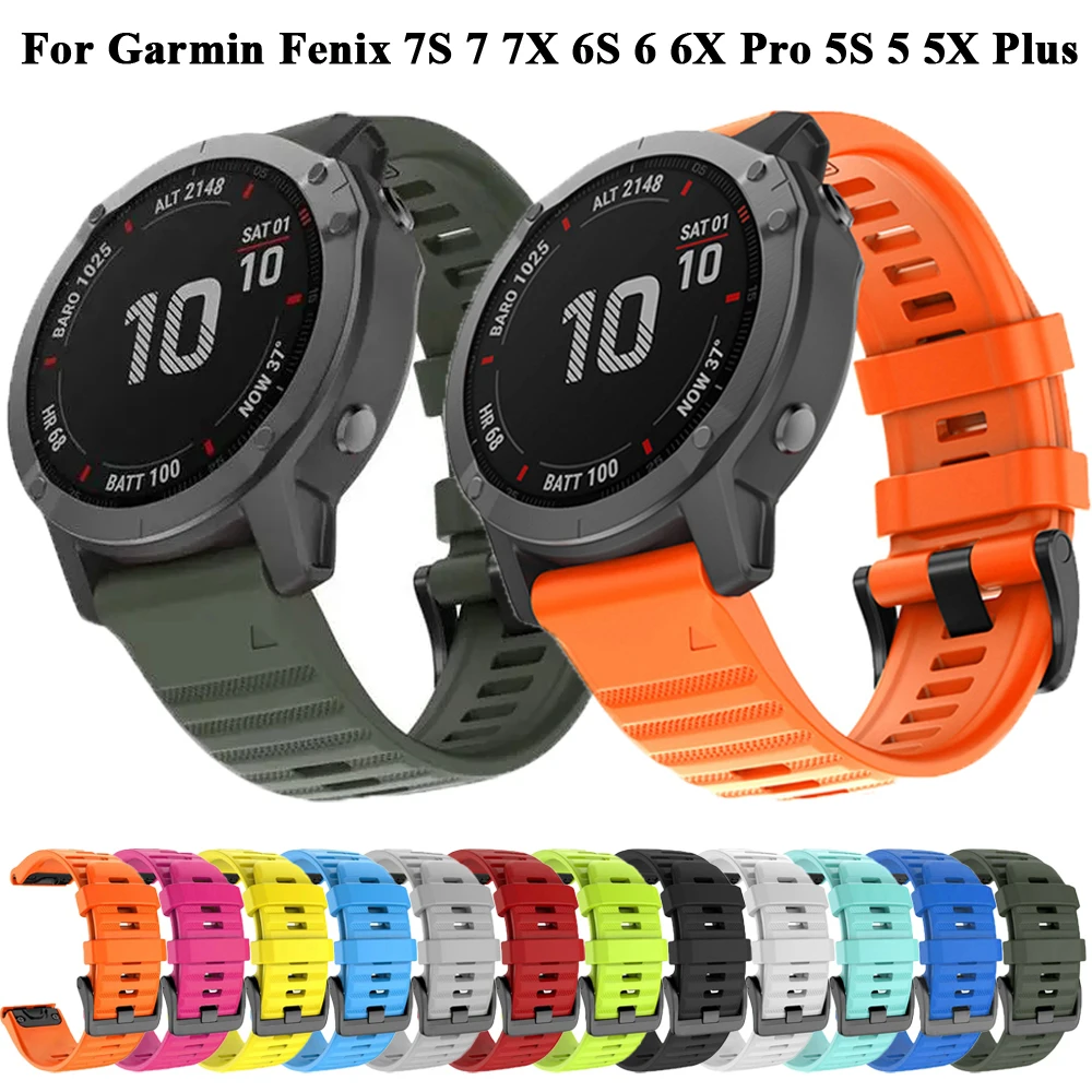 QuickFit 20 22 26mm Silicone Wrist Strap For Garmin Fenix 7S 7 7X Pro/Fenix 6S 6 6X Pro 5S 5 5X Plus Smart Watch Band ремешок