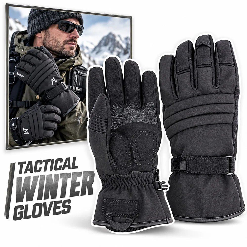Winter Tactical Gloves Full Touchscreen Waterproof Fleece Lined Warm Gloves For Men Hunting Hiking Cycling Motorcycle Sports