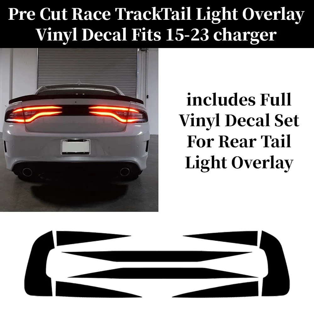 

Black Tail Light Decal Set Race Track Fit for Dodge Charger 2015-2023 Overlay Decal Cover Car Accessories