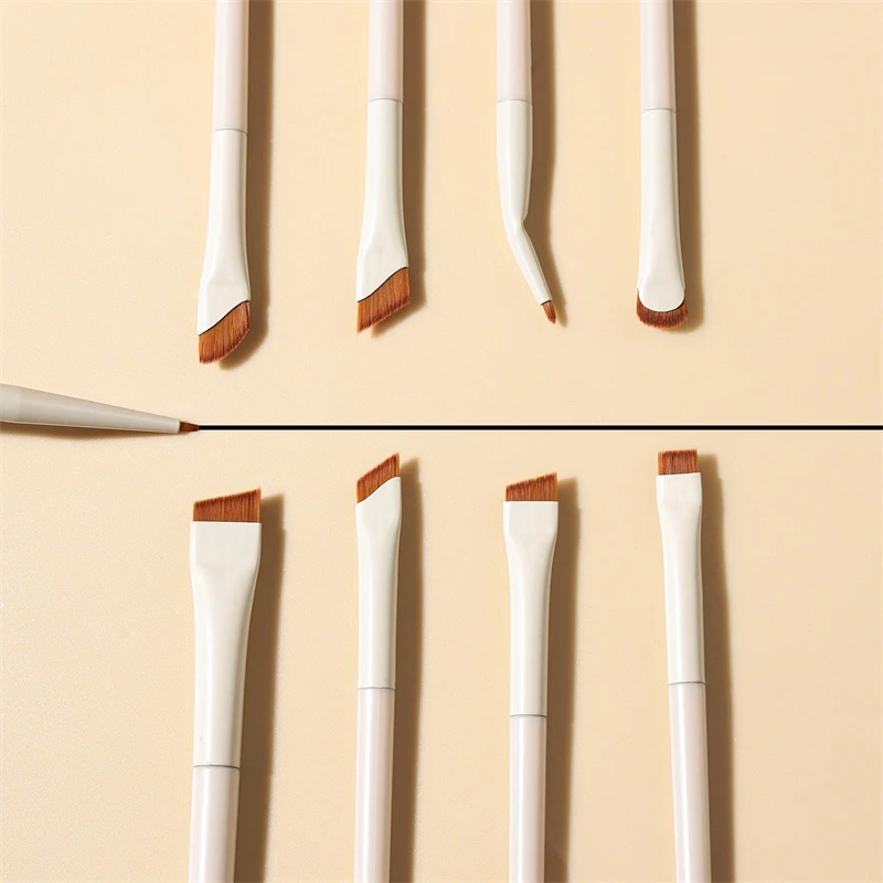 Pincel Delineador de Ojos Blanco Mejorado, Juego de Pinceles de Maquillaje para Ojos, Ultrafino, de Ángulo Plano, para Cejas, Detalles Precisos