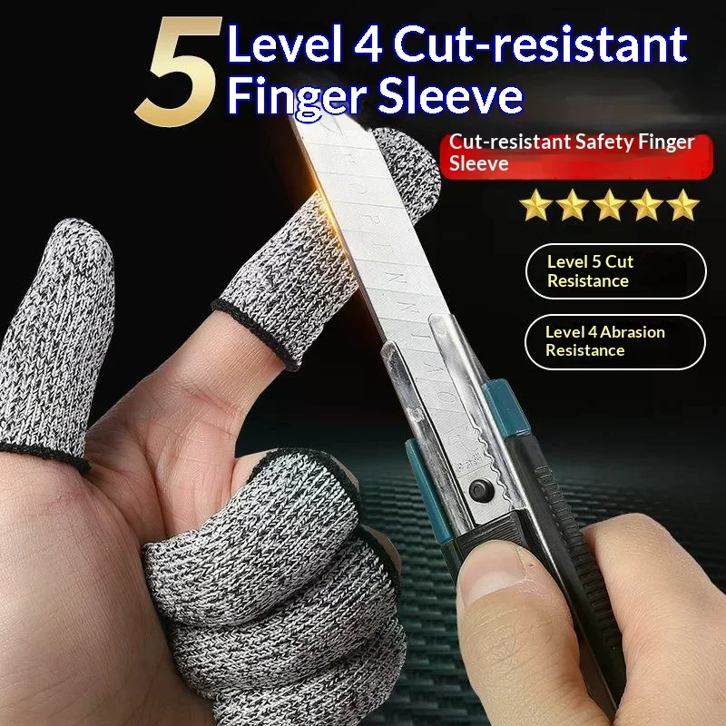 10Pcs Level 5 Anti Cut Finger Sleeves High Strength Flexible Cut Resistant Guard for Fruit Cutting Sculpting Garden Work