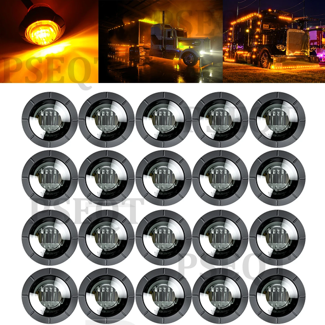 

20PCS 12V LED Side Marker Lights Smoked Amber Clearence Indicators Light for Truck Car Bus Trailer Van Caravan Signal Lamp