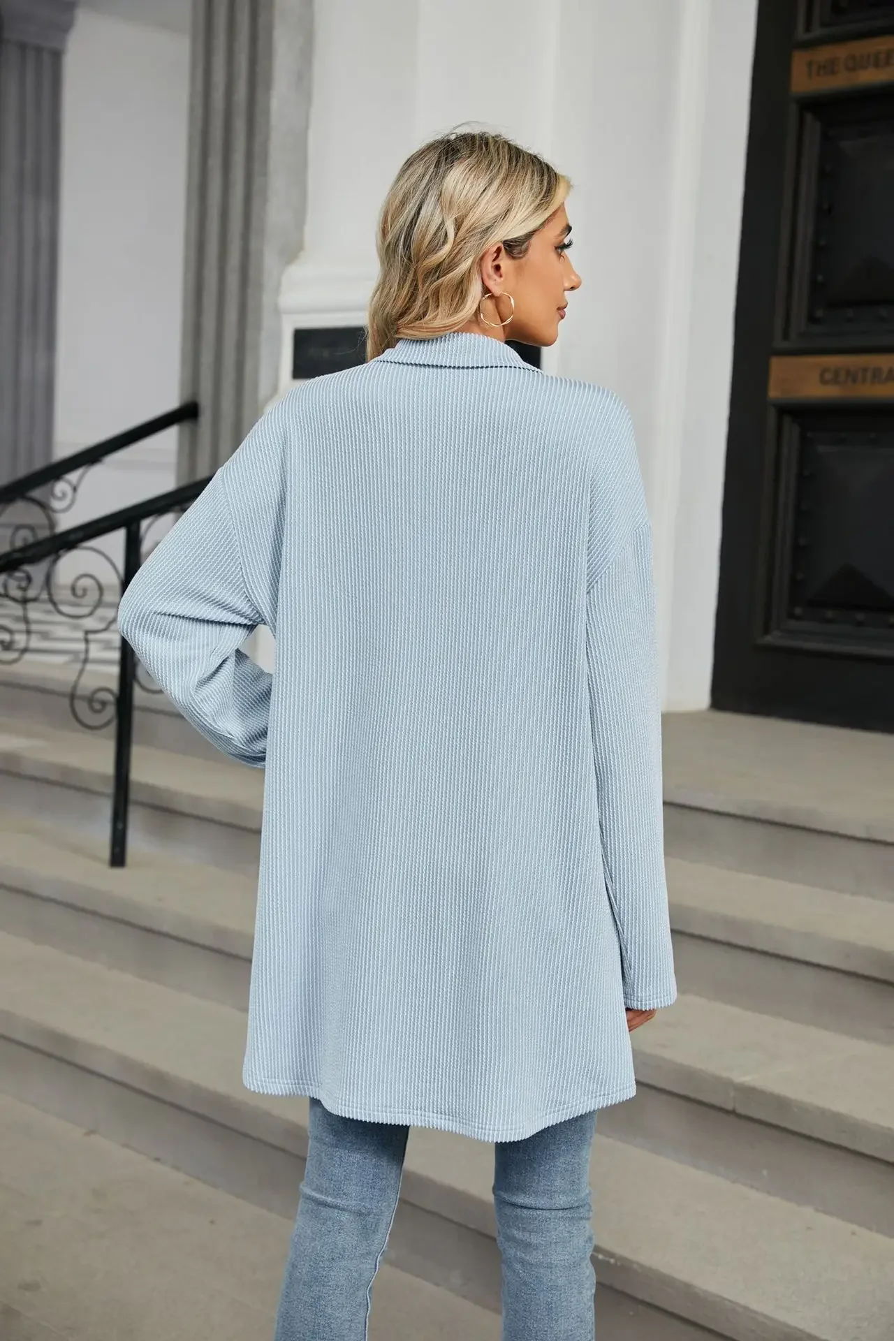 Women Long Sleeve Cardigan Button Pocket Tops