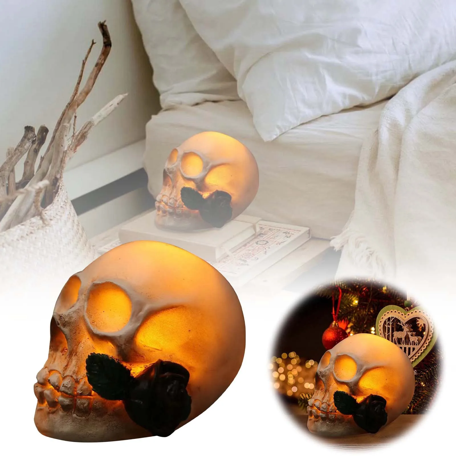 

Halloween Horror Skull Glowing Creative Resin Gothic Light Halloween Party Decor Funny Skull Lights For Home Skull Decor