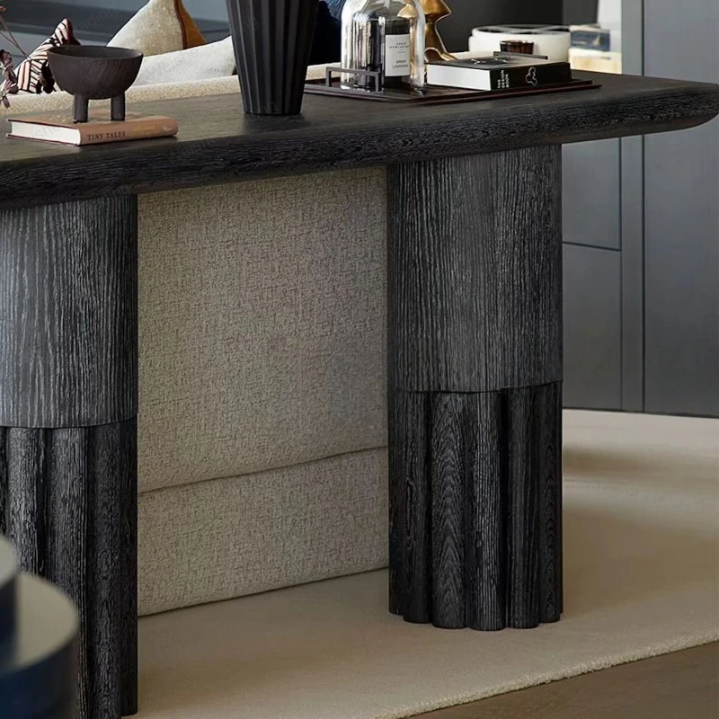 Medieval solid wood black porch table porch table wabi sandy wind retro case aisle corridor end view platform