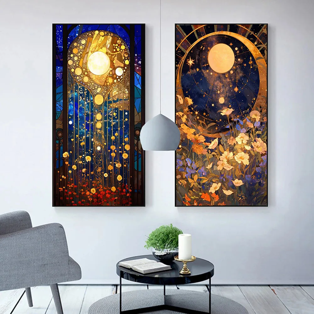 Fantasy Scenery Stained In Glass Colorful Abstract Posters And Prints Brilliant Colors Canvas Printing For Living Room Bedroom