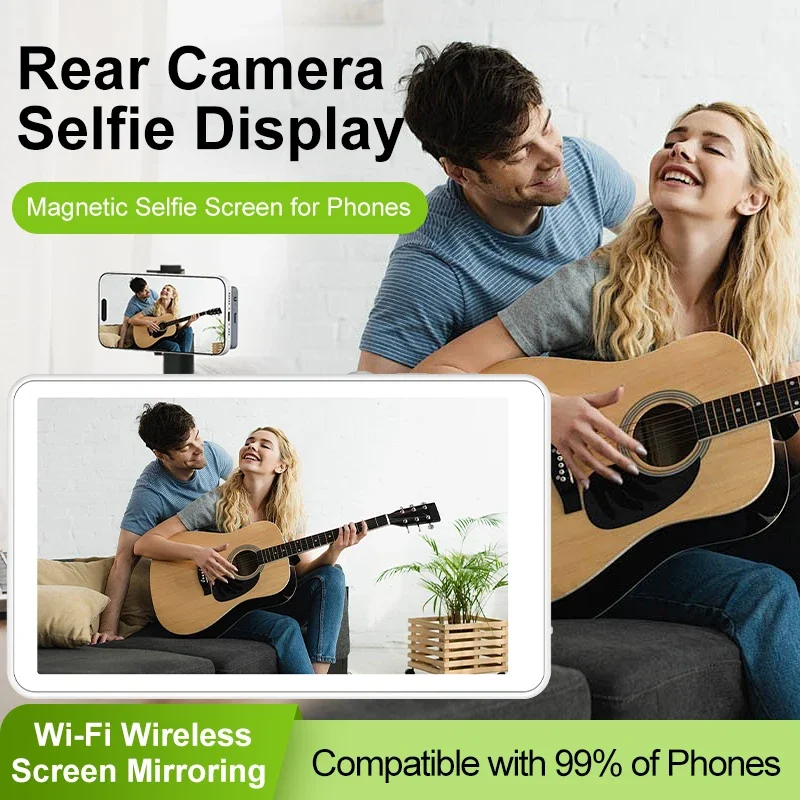 شاشة الهاتف المحمول المغناطيسية اللاسلكية شاشة الكاميرا الخلفية النسخ المتطابق للتصوير الفوتوغرافي لصور السيلفي في الوقت الحقيقي مدونة فيديو البث المباشر ﻿