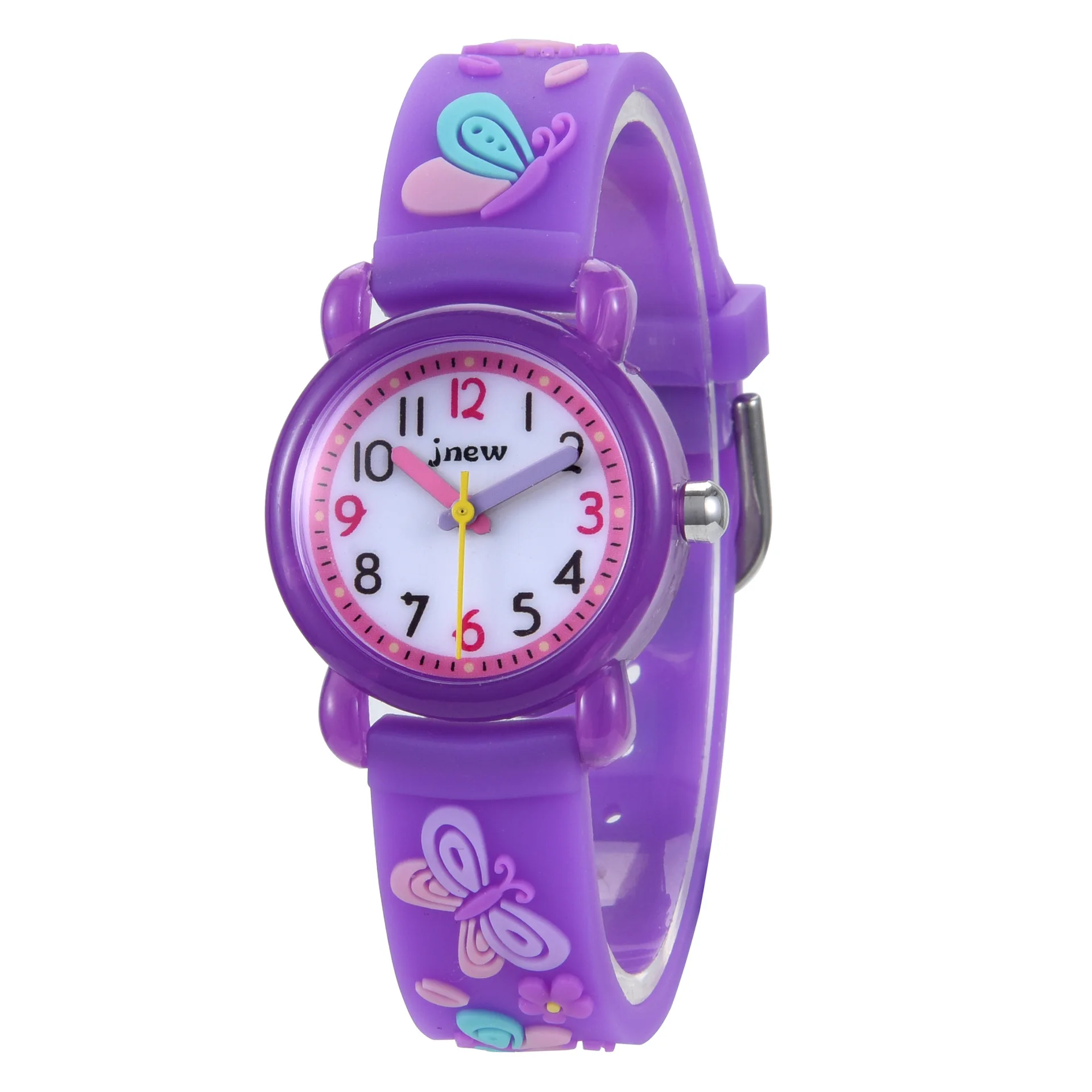 Hot Selling New Butterfly Cartoon Girl Watch 3D Pattern Jelly Strap Quartz Waterproof Children's Clock Christmas Gift