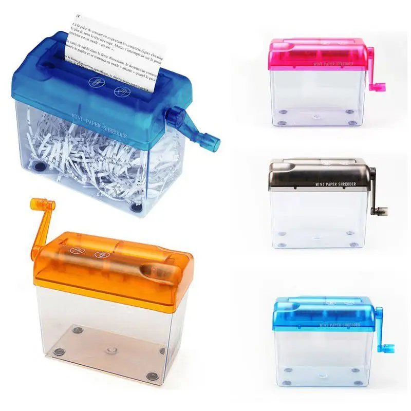 Mini Hand Shredder Crusher Destroyer Paper Documents Cutting Machine Manuel Blue Light and Portable Easy to Use