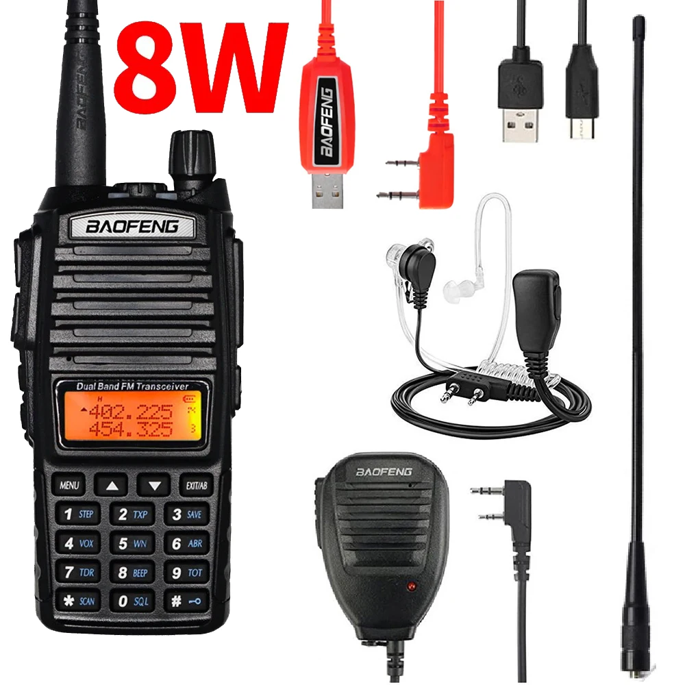 Baofeng Official Store UV-82 Walkie Talkie Real 5W 8W Ham Radio Comunicador Dual PTT Long Range 2 Way Portable FM Amateur Radio