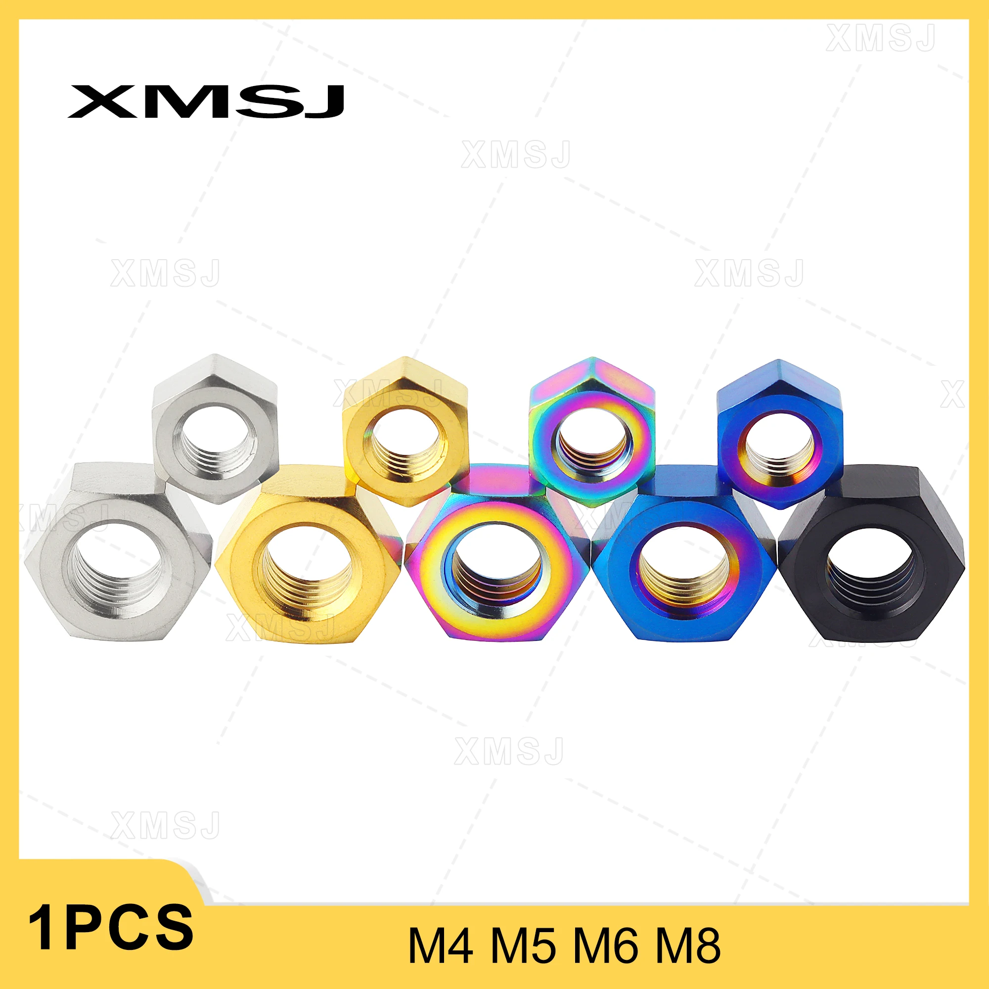 XMSJ Titanium Alloy Hex Hexagon Nut M4 M5 M6 M8 for Bike Motorcycle Car Boat Hex Nuts Fastener