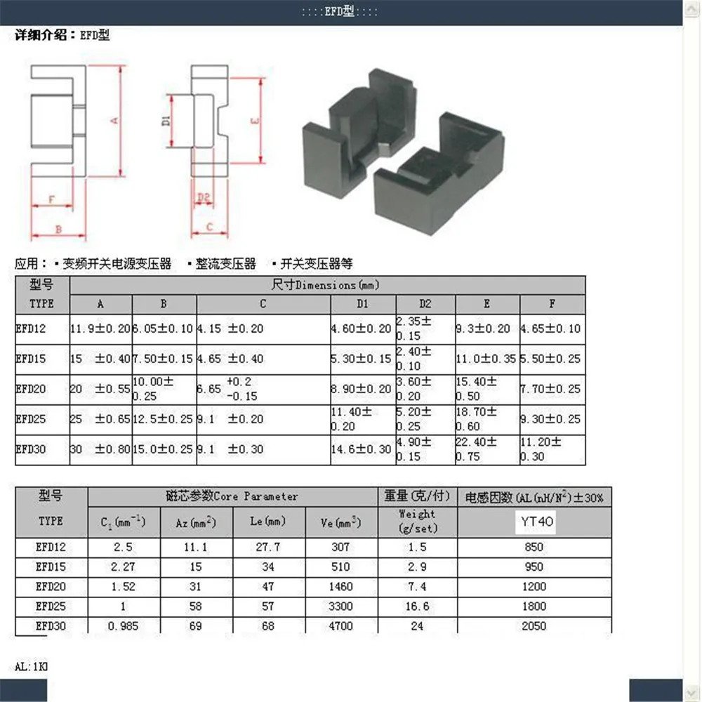 High-Frequency EFD15 core and smd bobbin H 5+5PIN 20sets/lot