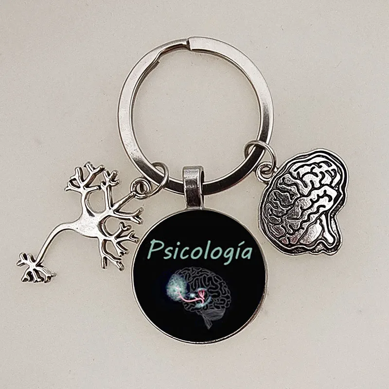 Psychology New Key Chain Medical Anatomy Key Brain Heart Nerve Cell Shape Doctor and Nurse Wrap Chain Jewelry Gift Psychologist