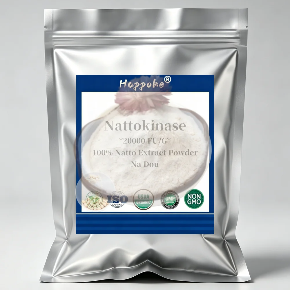 [Latest Date] Hot selling 50g-1000g 20000 FU NK Nattokinase Powder Out Packing Aluminum Foil Bag for Global Distributors