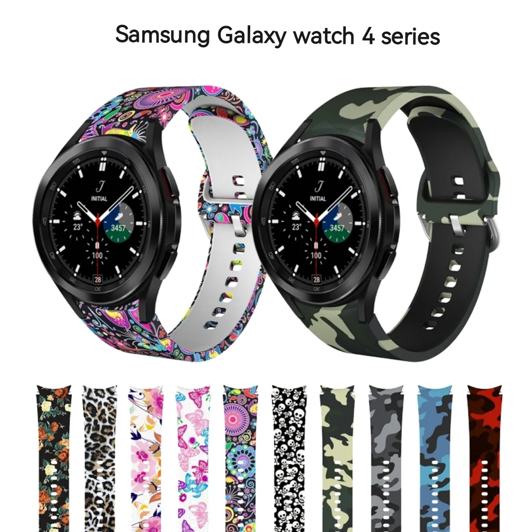 Printed silicone strap For Samsung Galaxy watch 4/5/5 Pro 40mm 44mm Fashion original strap For Galaxy watch 4 classic 42mm 46mm