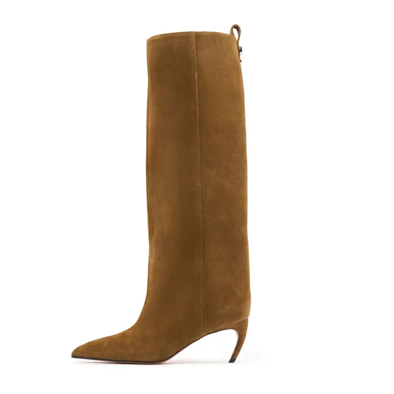 8 cm Heel Boots Sharp Pointed Straight Tube Beautiful Alien Heels Knee High Trouser Boots Fashion Sexy Women Shoes Women Boots