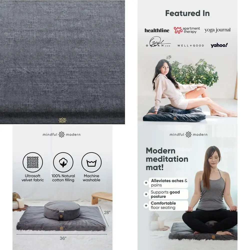 

Cushioned Zabuton Meditation Mat - Large Cotton Yoga & Meditation Floor Pillow for Comfortable Sitting and Kneeling Support