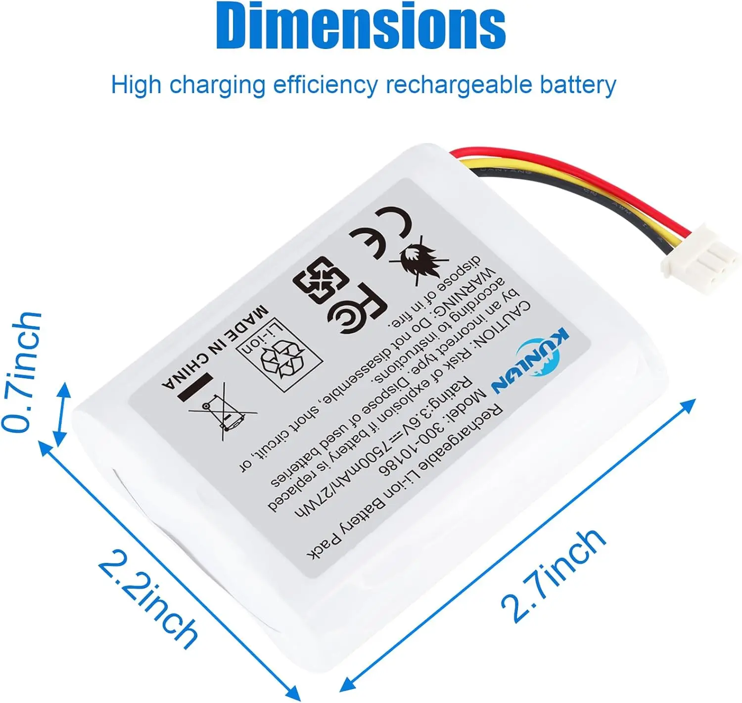 KUNLUN 3.6V 7.5Ah Batteria di ricambio 300-10186 per pannello di sicurezza intelligente ADT Command ADT5AIO-1 ADT5AIO-2 ADT5AIO-3 ADT7AIO-1