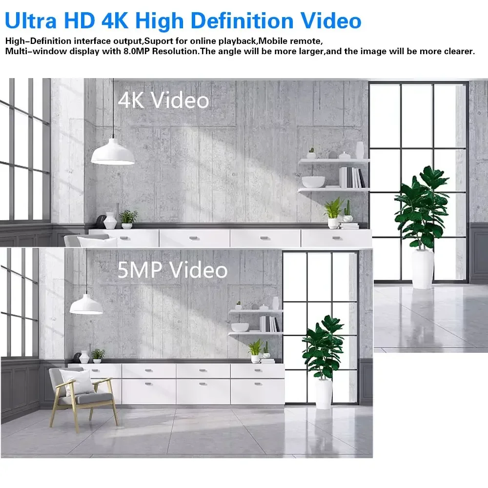 Ultra Hd 4K H.265 16ch 8mp Poe Camerasysteem Dag Nachtzicht Menselijke Detectie 5mp Audio-Opname Buitenbeveiliging Bewakingsset