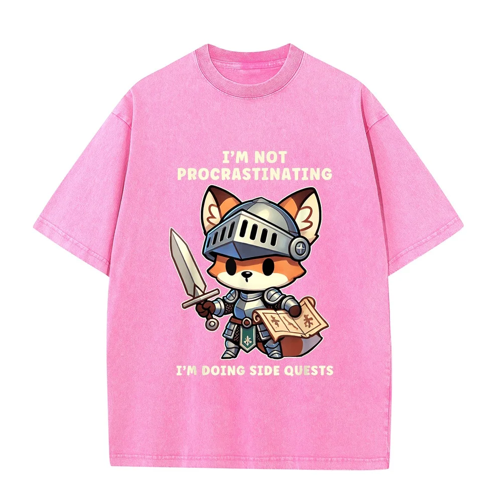 I'm Not Procrastinating Doing Side Quests Gamer T-Shirt Майка Cartoon Man's Tee Versatile Round Neck Humor Shirt Short Sleeve