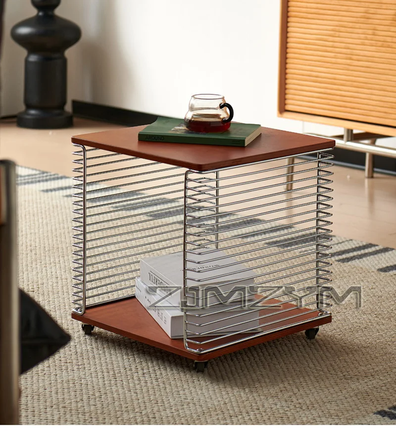 Stainless Steel Edge Bay Window Line Shelf Metal Book Sofa Side Table Bedside Furniture for Few Household, Bedside Table