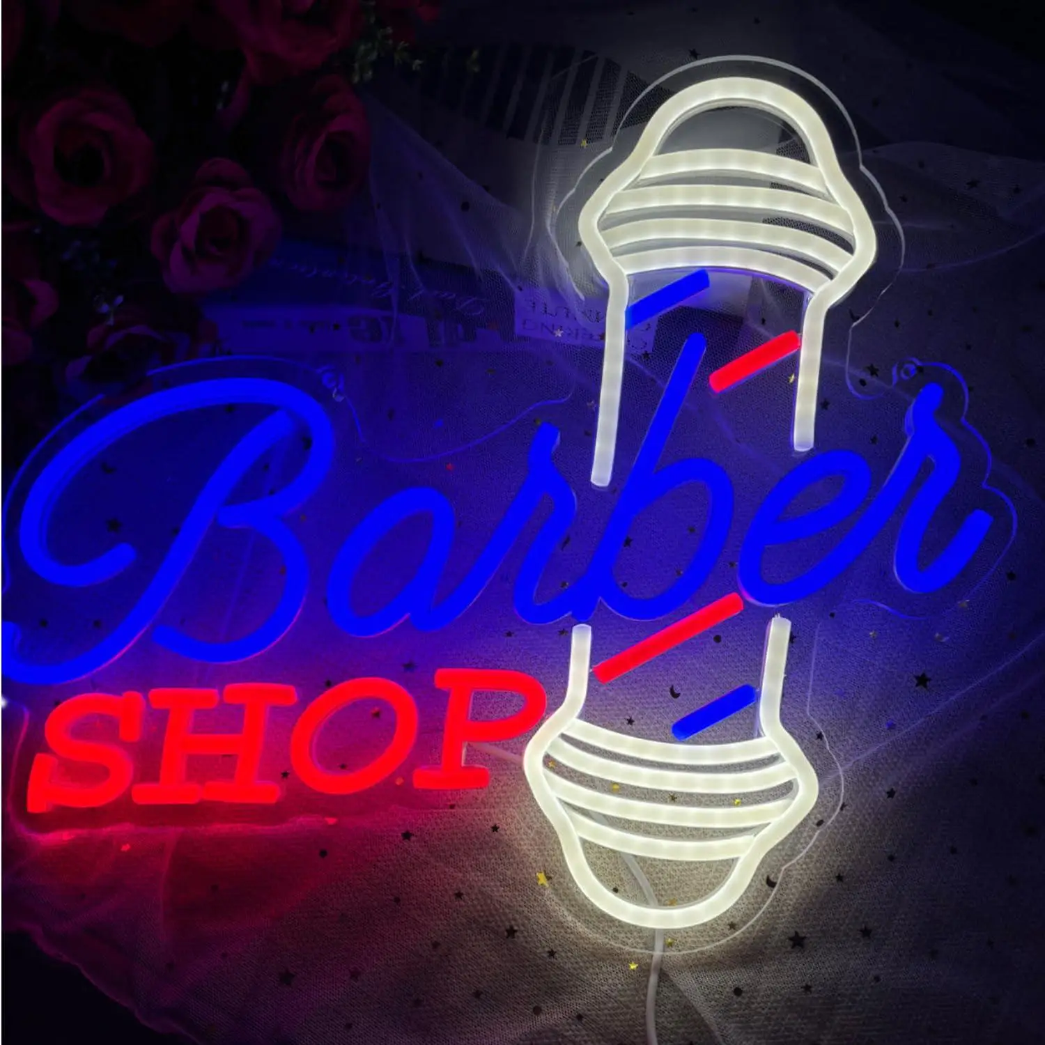 Barber Shop Neon Sign USB Dimmable LED Neon Light for Barber Studio Hair Salon Window Display Neon Wall Art Decoration Gifts