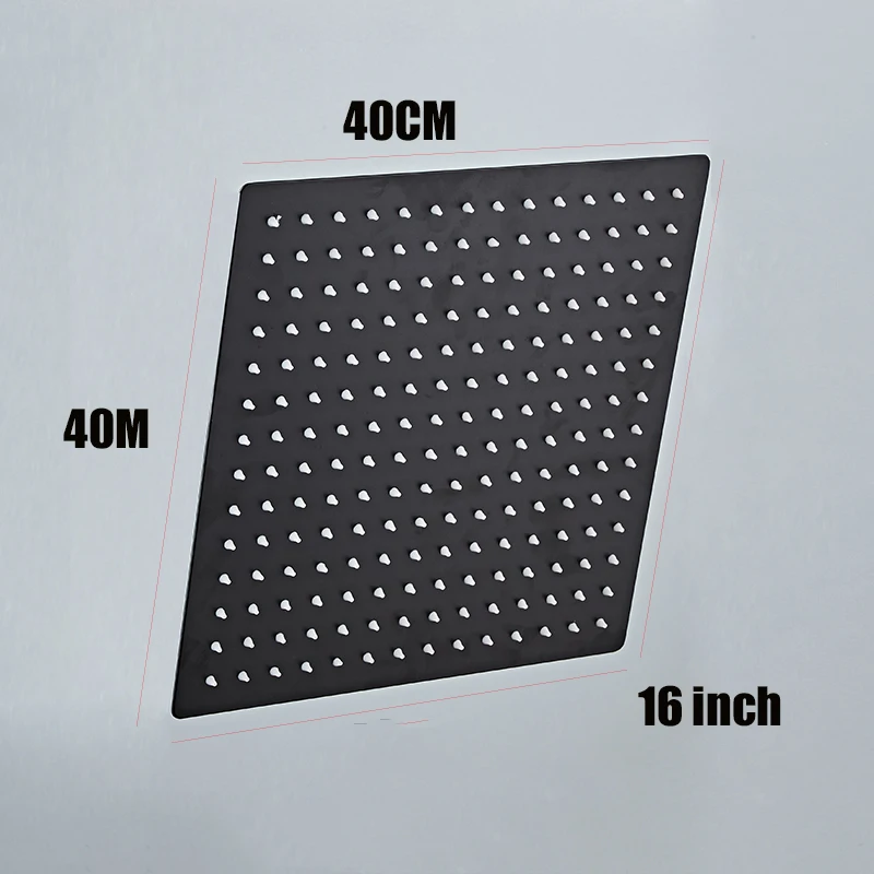 LANGYO Black Square Rain Stainless Steel Shower Head Ultrathin 2 MM 8/10/12/16 Inch Choice Bathroom Wall & Ceiling Mounted