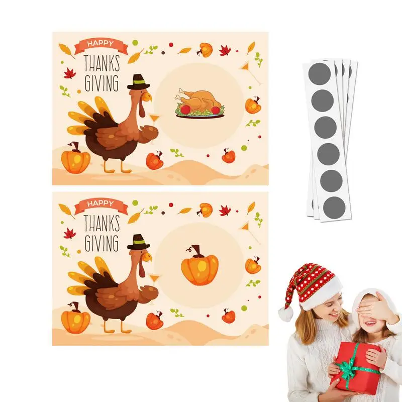 Scratch Off Game Cards 48pcs Party Scratch-Off Fun Challenging Turkey Cards Family Fun Activities For Gatherings School Events