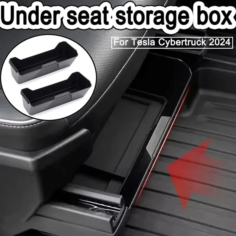

Для Tesla Cybertruck 2024, ABS передний нижний ящик для хранения под сиденьем, лоток для хранения автомобиля, органайзер для уборки, аксессуары для автомобильного пикапа