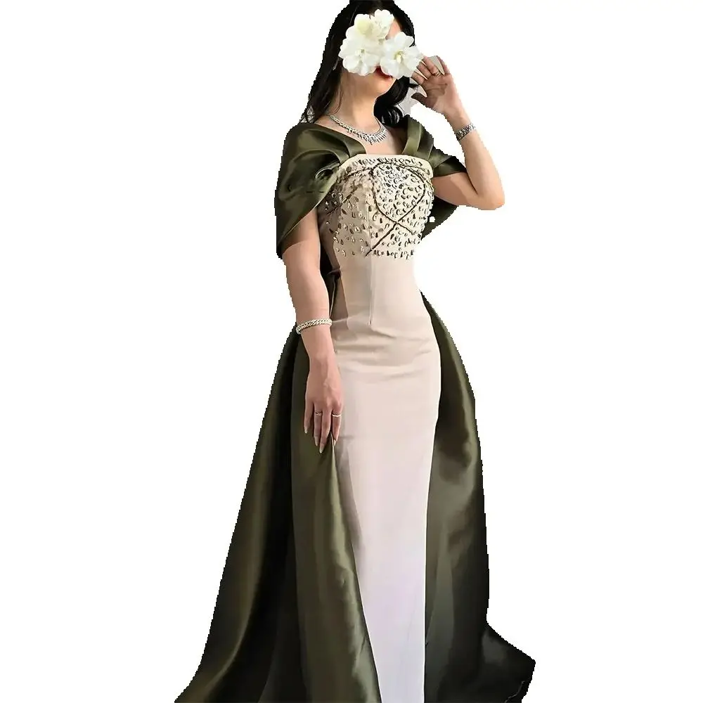 Luxe kralen kristallen beroemdheidsjurken off-shoulder avondjurk eenvoudige contrastkleur op maat gemaakte homecoming-jurken - afbeelding 2
