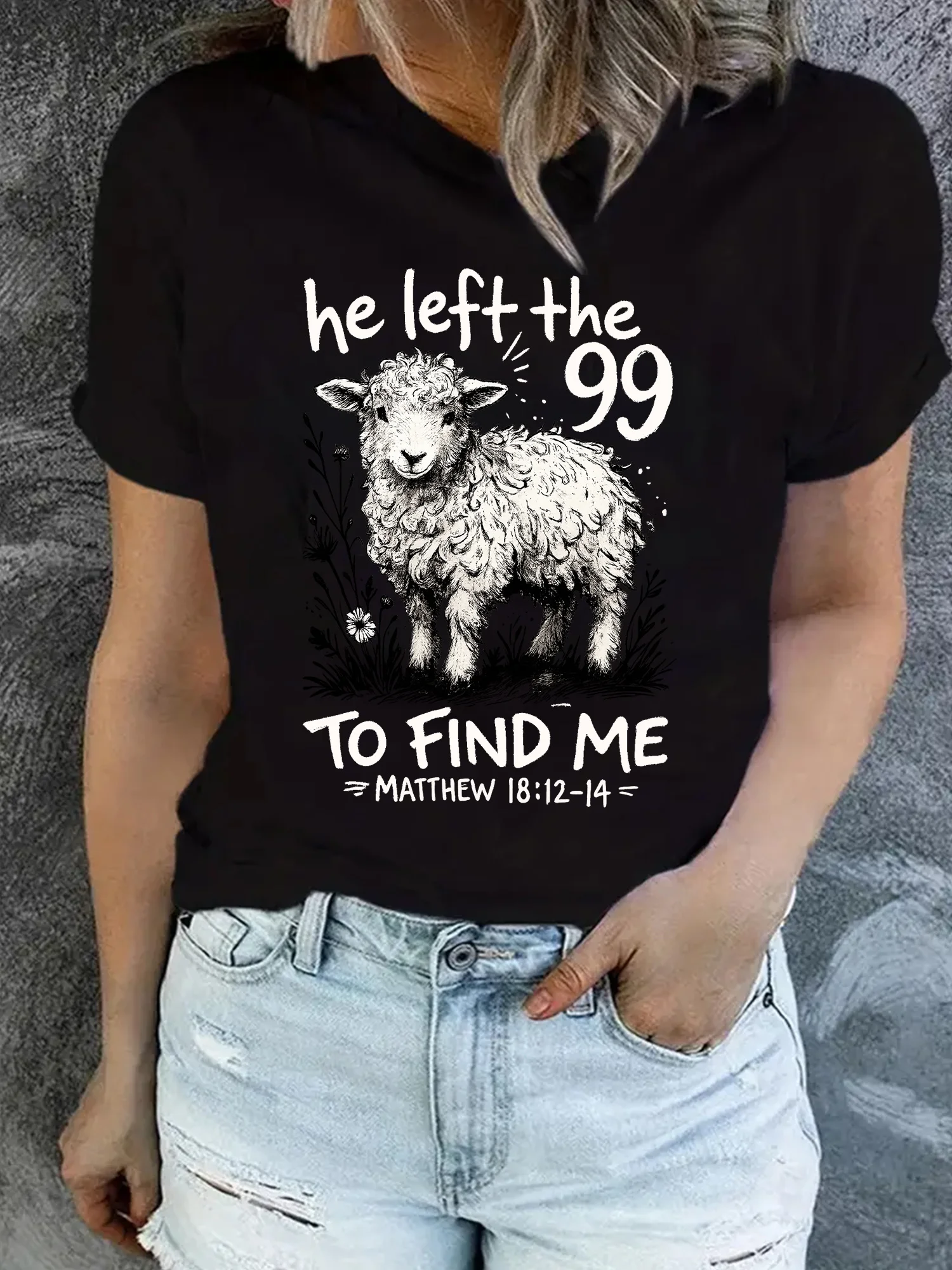 He Left Behind Those Ninety-nine Christian T-shirts-T-shirts, Funny Tees, Women's Shirts, Women's Clothing, and Ladies' T-shirts.