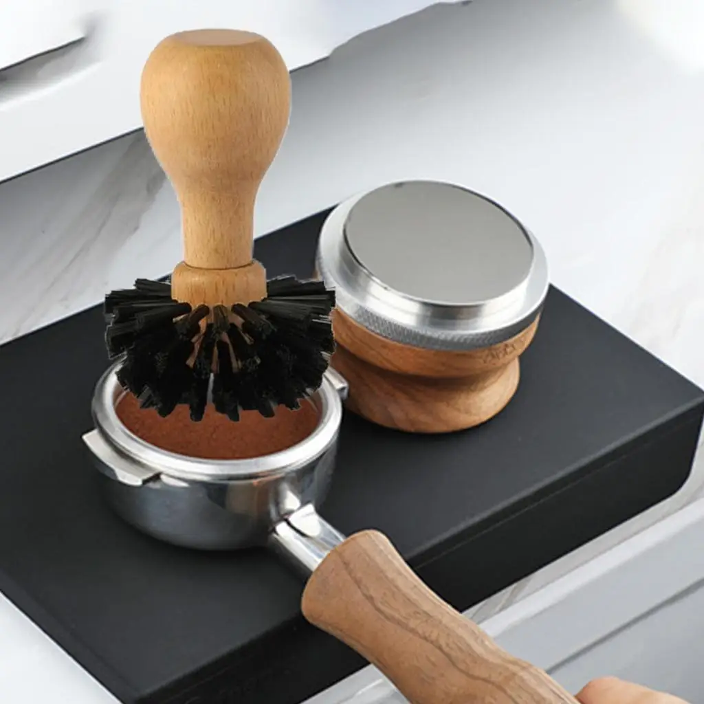 แบบพกพา Espresso Tamper แปรงทําความสะอาดเครื่องบดกาแฟทําความสะอาดด้วยไม้