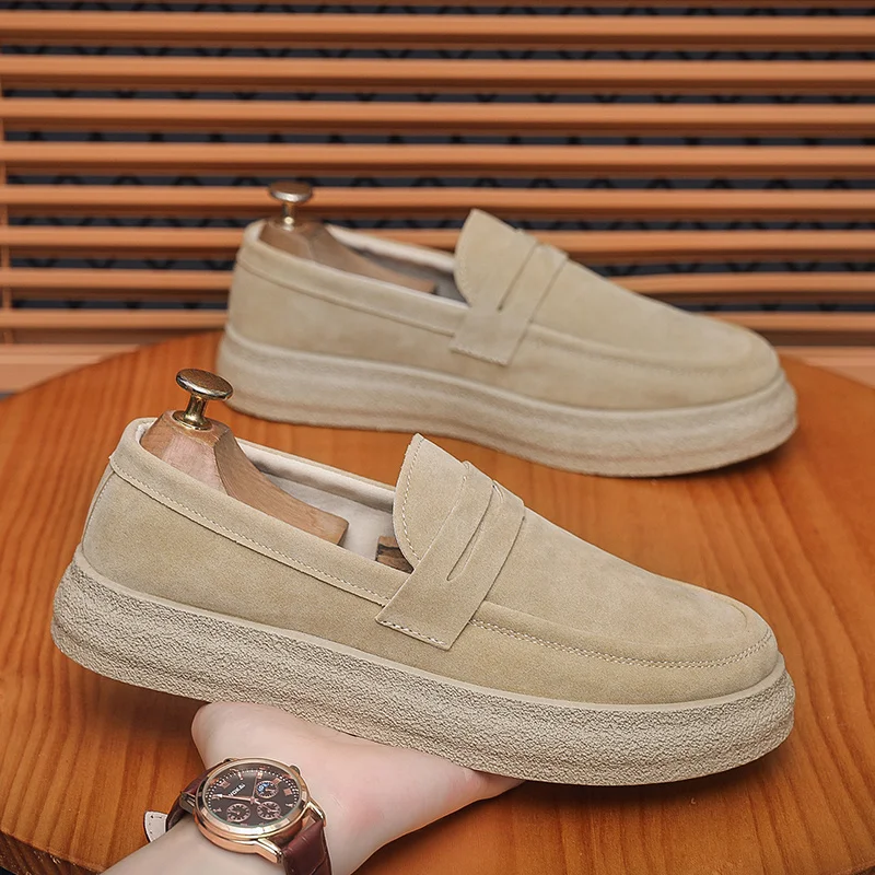 

Retro Brown Casual Loafers Men Low Top Comfort Men Flat Driving Shoes Breathable Slip-on Walking Sneakers Man Fashion Moccasins