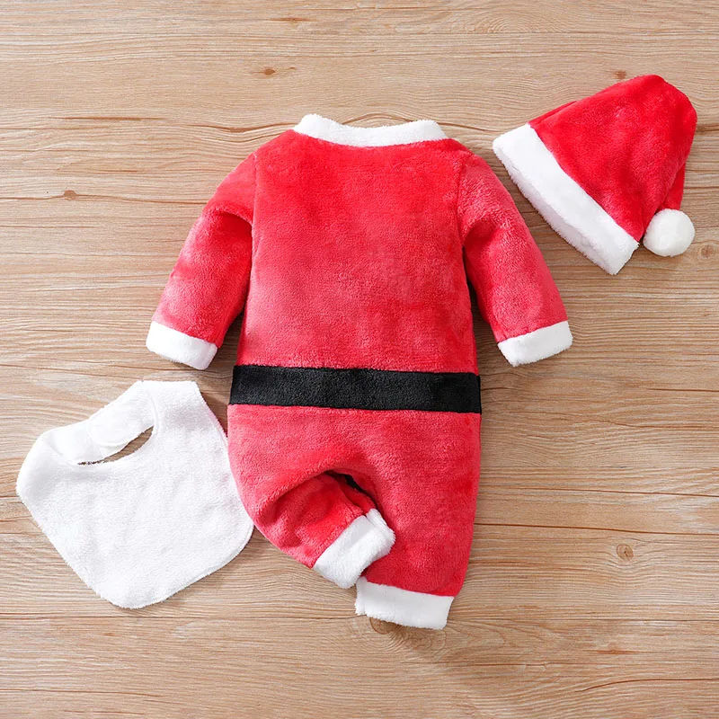 Christmas Newborn Clothes Cute Santa Claus Plush Comfortable Soft 0-18 Boys And GirlsAutumn AndWinter Long Sleeved Baby Jumpsuit