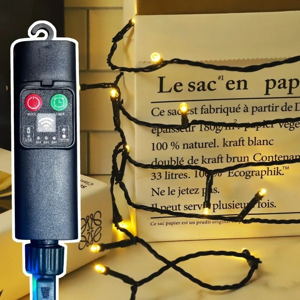 10Meter 100LED Christmas String Lights Timer Remote Control USB Charging Christmas Decor Light Waterproof Multicolor