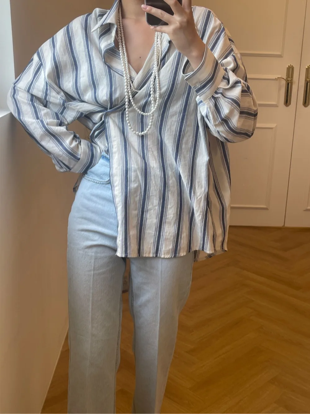 Chique vroege herfst vintage gestreept los lang Sve dames irt retro design gevoel bovenkleding faionable leeftijd-verdediging