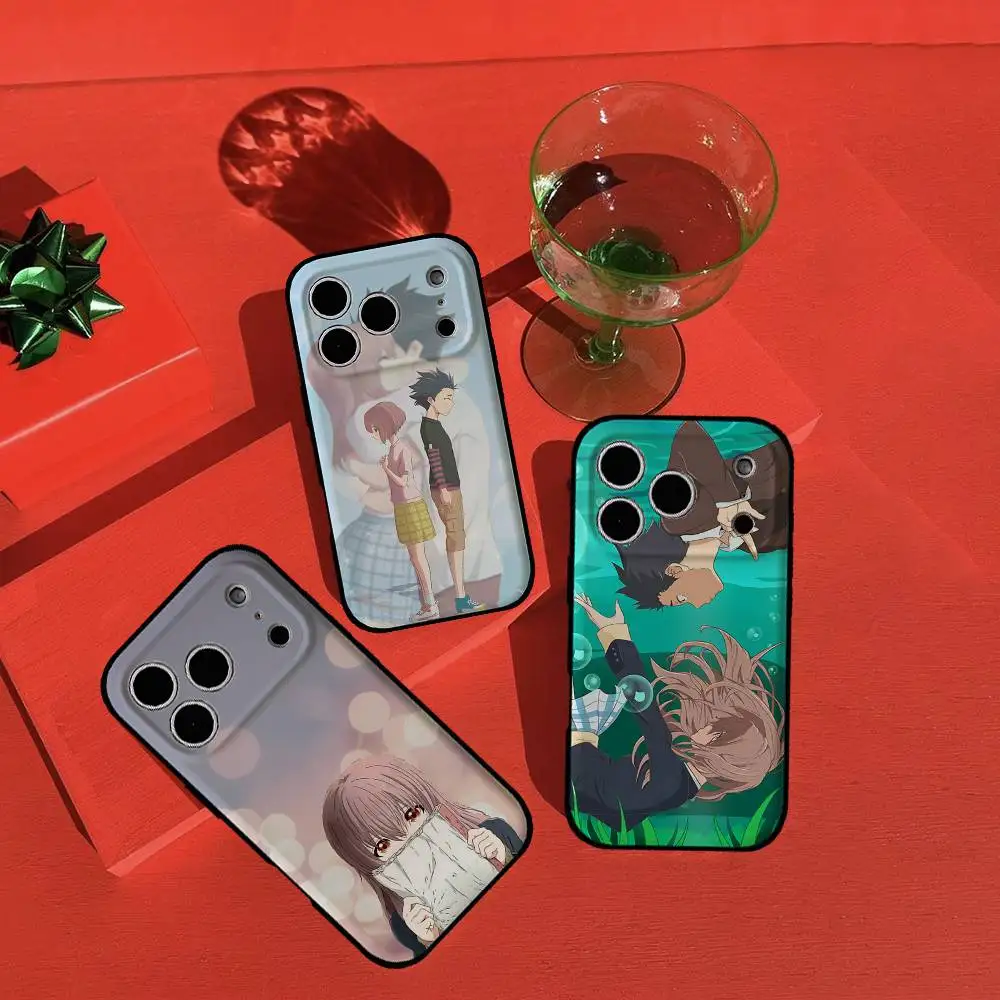 Anime A Silent Voice Handyhülle Schwarze Schale für iPhone 17/16/15/13/14 Pro Max/ 11Plus/X/Xr/Xs Max/12mini Kompatible Modelle