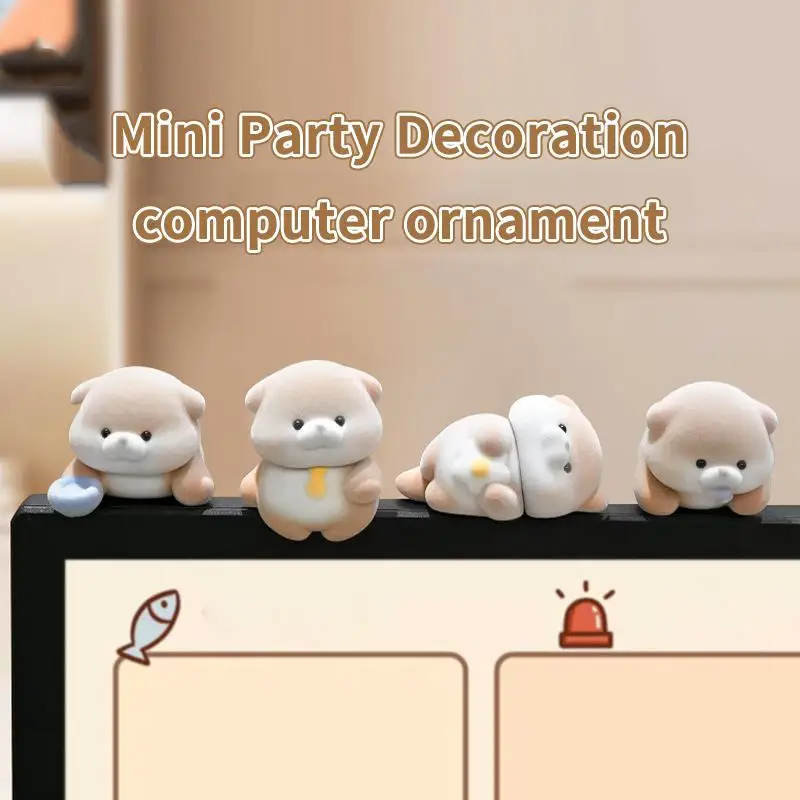【S】Miniature Otter Figurine Cute Office Desk Sculpture Decorative Figures PVC Ornament For Car Dashboard And TV Monitor Decor