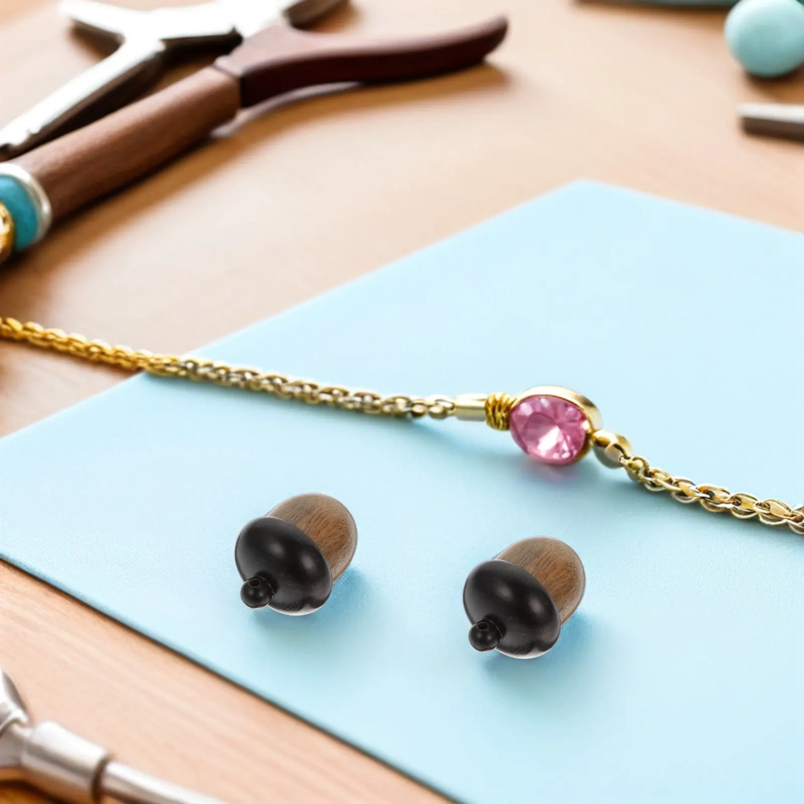 5Pcs Wood Acorn Jewelry Box Pendants Openable Multicolor Charms Nuts Dangle DIY Necklace Making Decorations Acorn Charms
