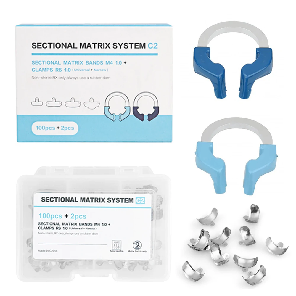 

1 Set Dental Matrix Bands Clamp Sectional Contoured Matrix System Metal Matrices Nickel Titanium Clamping Ring Dentist Tools
