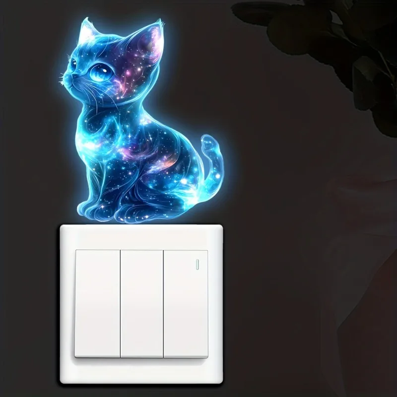 1PC Charming Blue Cat Motorcycle Stickers Waterproof for Scooter Fuel Tank Front Fairing Vinyl Decals Car Window Decoration