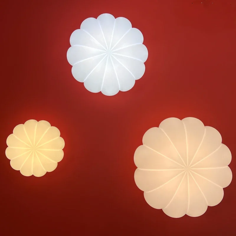 Modern White LED Ceiling Light Children's Room Pumpkin Pendant Lamp Restaurant Bedroom Living Room Remote Dimming Decorative