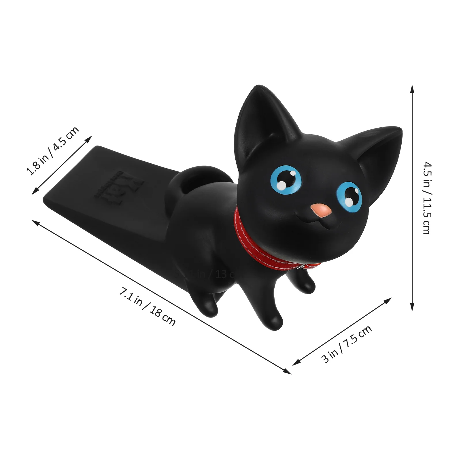 クリエイティブな猫の形をした PVC ドアストッパー ホームセーフティ ペット保護 装飾的なドアウェッジ ブラック 軽量 滑り止め