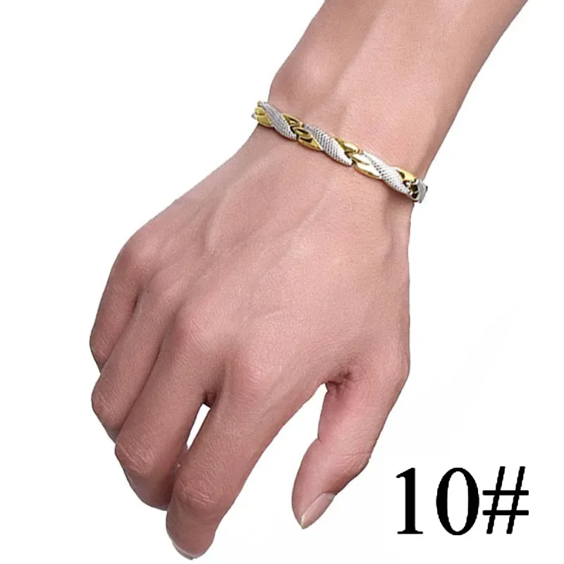 Gold Silver Color Magnetic Bracelet Men Stainless Steel Energy Germanium Magnet Health Women Hand Chain Bracelets Dropshipping