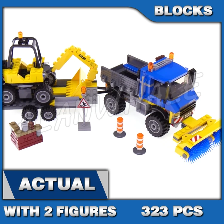 323pcs City Urban Great Vehicles Sweeper & Excavator Truck Trailer 10651 Building Blocks toy Bricks Compatible with Model