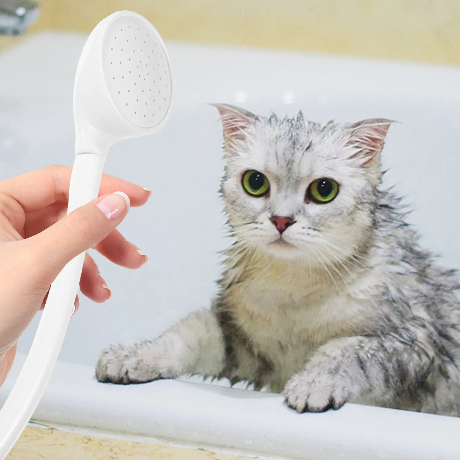 Simple 3 prong Shower Head Baby Hose Pipe Plastic Sprayer Attachment for Kitchen Faucet Pet Bath Tub Dog Shower