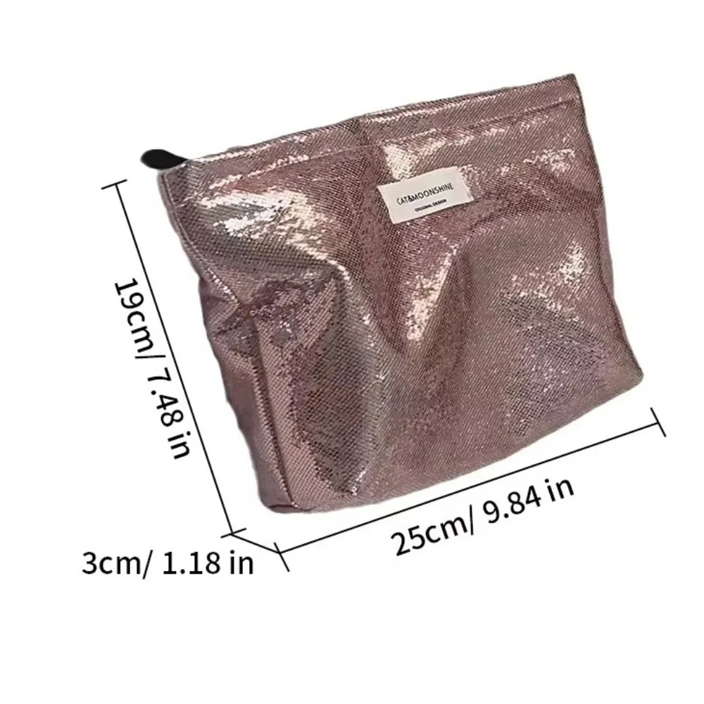 حقيبة مكياج جديدة لامعة بالترتر ذات سعة كبيرة وسحاب منظم حقيبة يد لمستحضرات التجميل للسفر