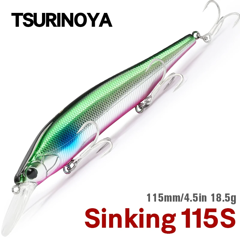 TSURINOYA 115mm 18.5g SinKing Minnow Saltwater Lure 115S NYX Tungsten Weight System Long Casting Pike Jerkbait Hard Baits