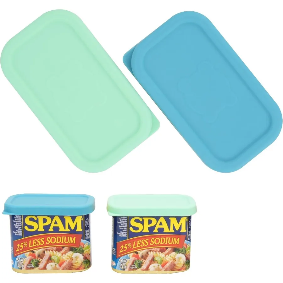 2 tapas de latas de silicona para SPAM Jalapeño, lata Hormel Spam, tapa rectangular de 12 oz para spam, carne enlatada, tapa de sellado de alimentos, lata Cov