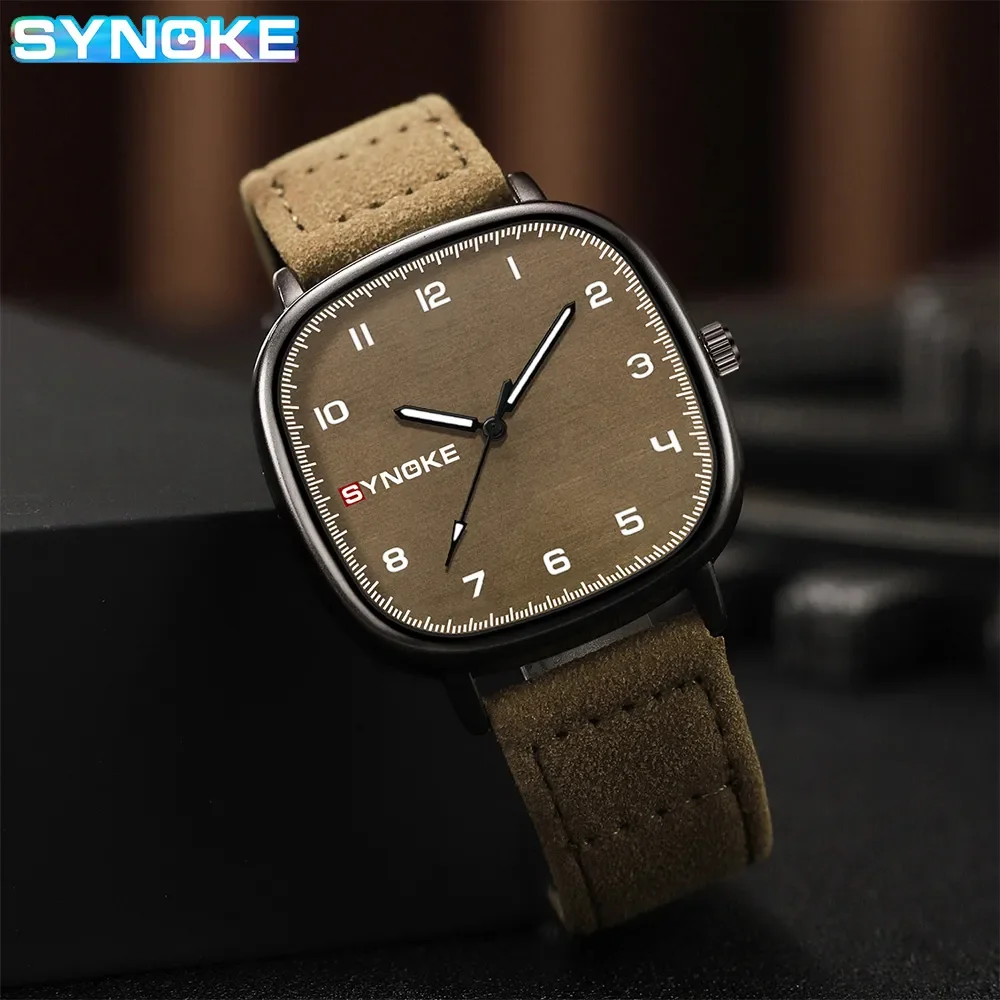 SYNOKE Men Quartz Watch Fashion Simple Business Belt Quartz Watch For Men Watch Student Wristwatch Sports Non Mechanical